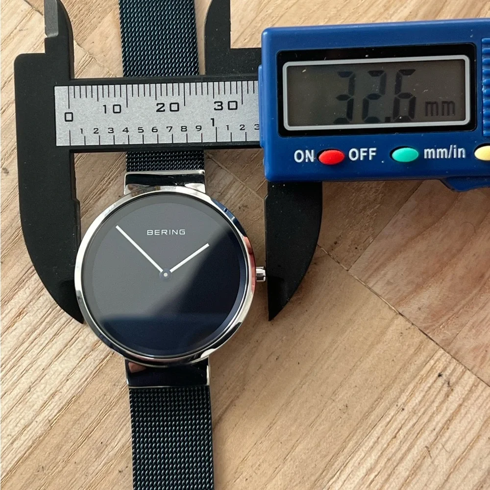 Bering Unisex Luxury Watch Blue Mesh Stainless Adjustable Bracelet Blue Dial NIB